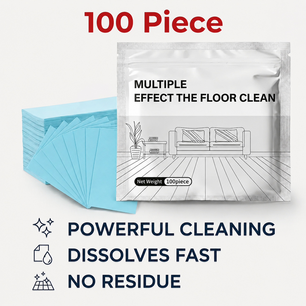 Floor Cleaning Tablets 100 Pack Multi Surface Cleaner Hardwood Laminate Tile RV Walls